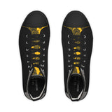 Black high-top sneaker with wraparound print and pleather toe — side view
