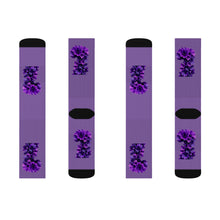 Load image into Gallery viewer, Floral Sublimation Socks - Purple Orchid Design | Trendy and Comfortable Footwear for Home and Casual Outings
