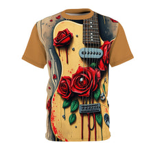Load image into Gallery viewer, Guitar &amp; Roses Unisex Cut &amp; Sew Tee – Edgy Music Apparel for Rock Lovers
