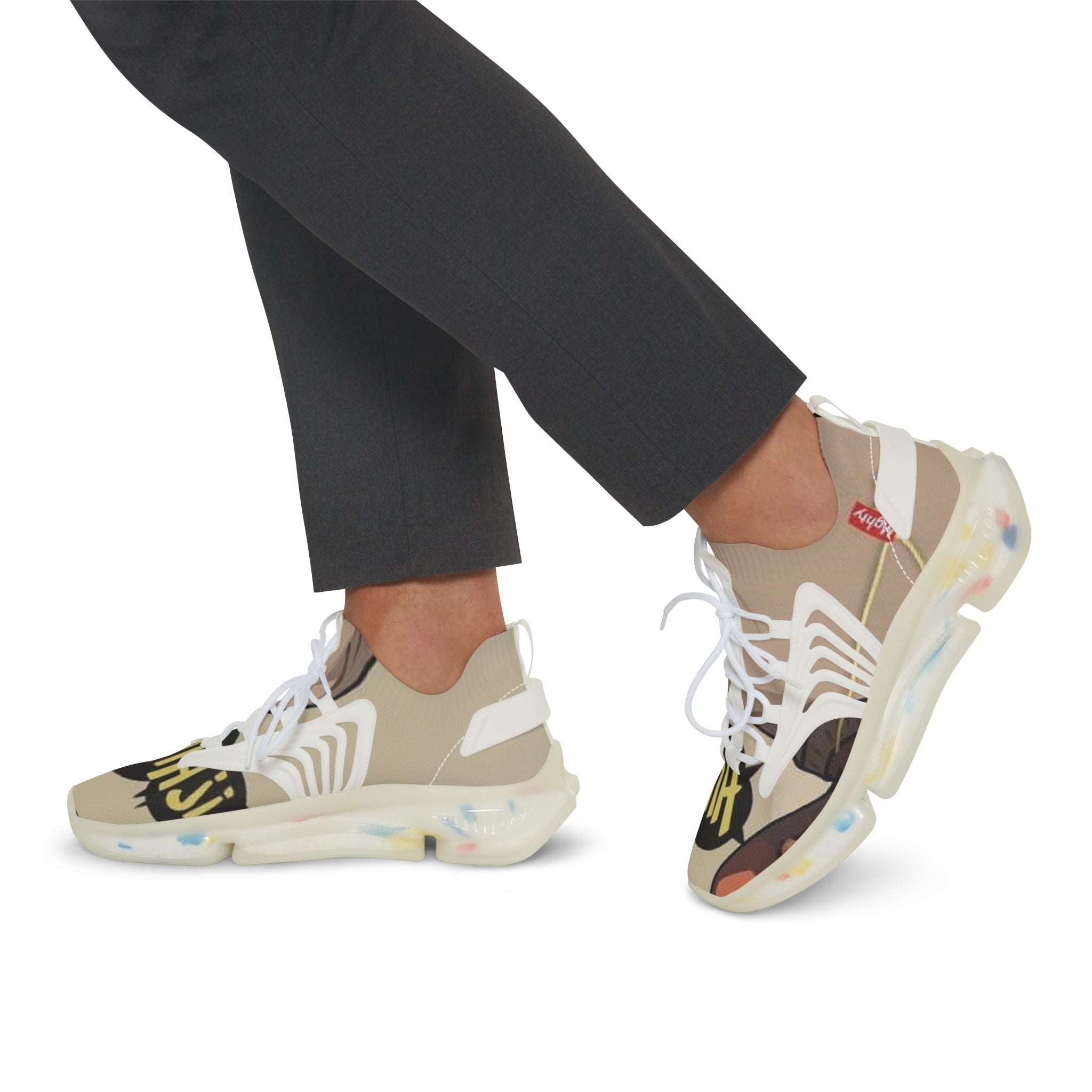 Men's mesh-knit sneakers in black or white with memory foam insoles and lace-up closure — additional view 13