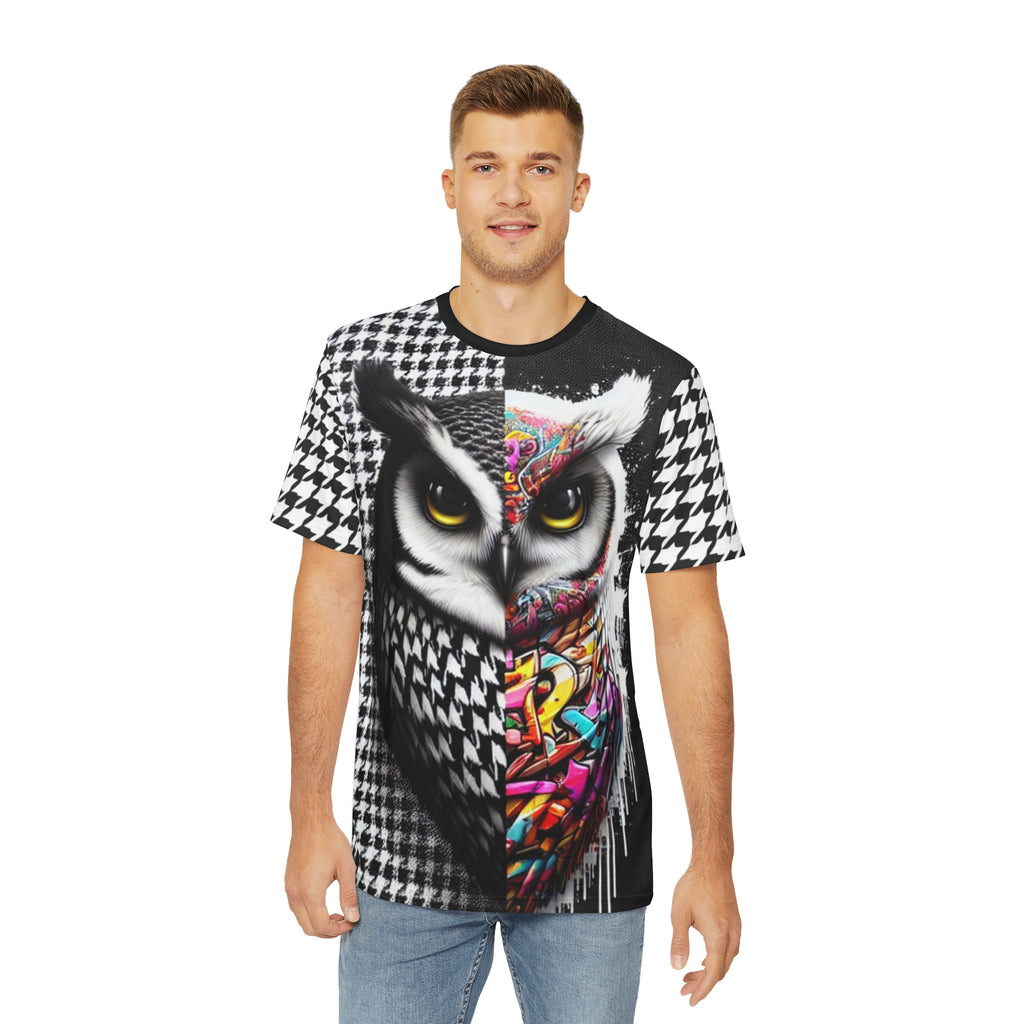 R&RH Houndstooth Owl Men's Black T-Shirt