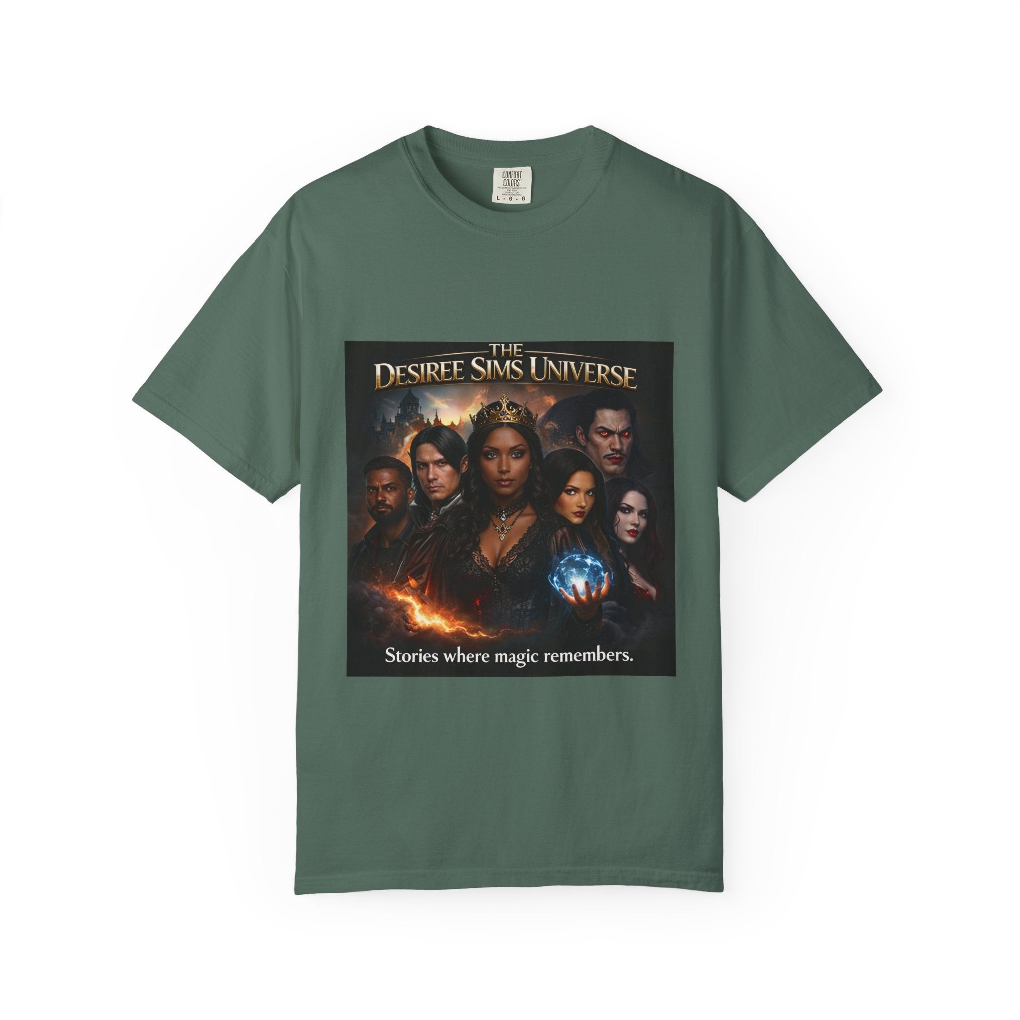 Garment-dyed heavyweight T-shirt with Desiree Sims Universe cast poster print and relaxed fit — additional view 7