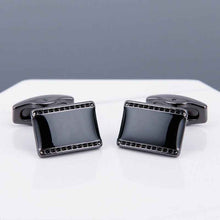 Load image into Gallery viewer, Mens Black Cufflinks - Elegant Accessories with Grey Copper Sleeve Studs for Men

