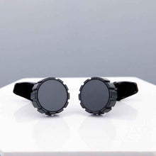 Load image into Gallery viewer, Mens Black Cufflinks - Elegant Accessories with Grey Copper Sleeve Studs for Men
