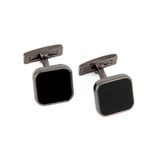Load image into Gallery viewer, Mens Black Cufflinks - Elegant Accessories with Grey Copper Sleeve Studs for Men
