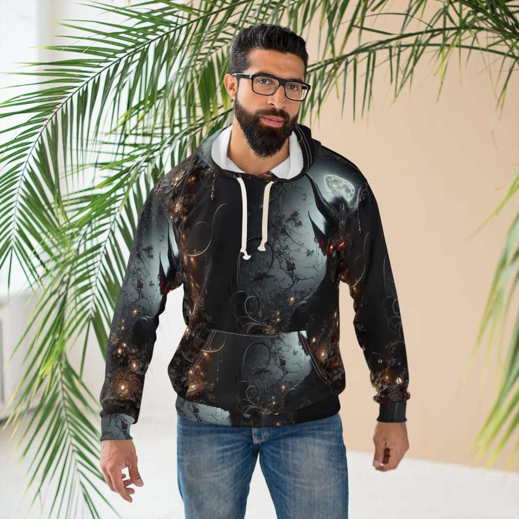 Mystical Fantasy Unisex Pullover Hoodie, Dark Hoodie, Cozy Sweater, Unique Gift, Graphic Sweatshirt for Fans