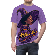 Load image into Gallery viewer, Witchy Unisex Tee - Magic Vibes, Purple Witch Design, Perfect for Halloween, Casual Wear, Unique Gift
