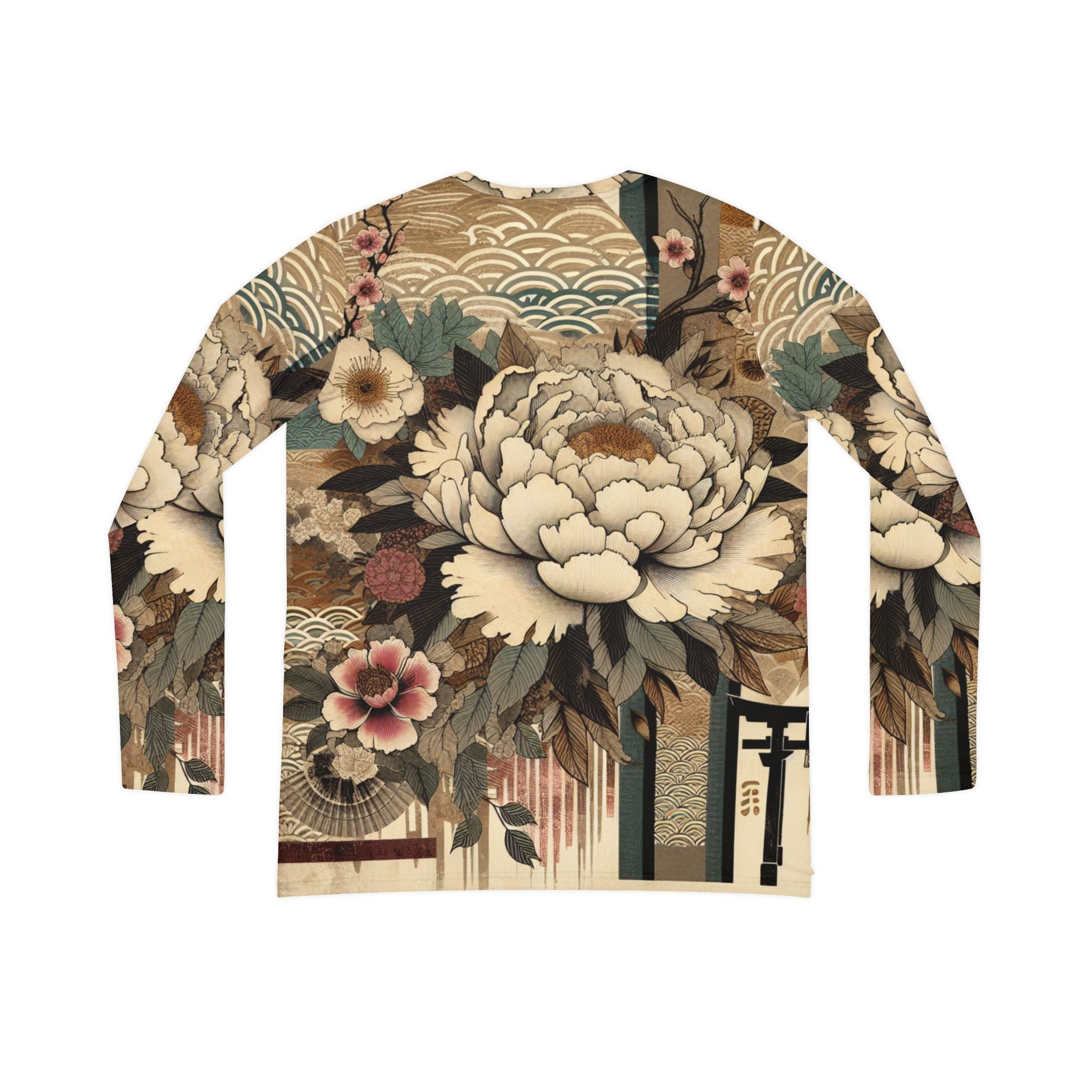 Elegant Floral V-neck Long Sleeve Shirt, Boho Chic Top, Art Tee, Nature-inspired Apparel, Unique Gift for Her