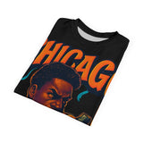 Unisex tee with Chicago-inspired spooky all-over print, crew neck and regular fit assembled in the USA — additional view 9
