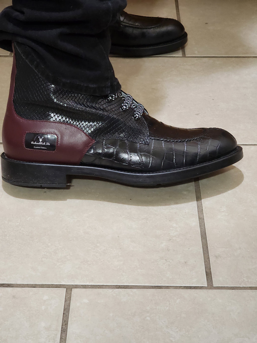 RichandRich Elegant Burgundy Men's Biker Boot in premium leather