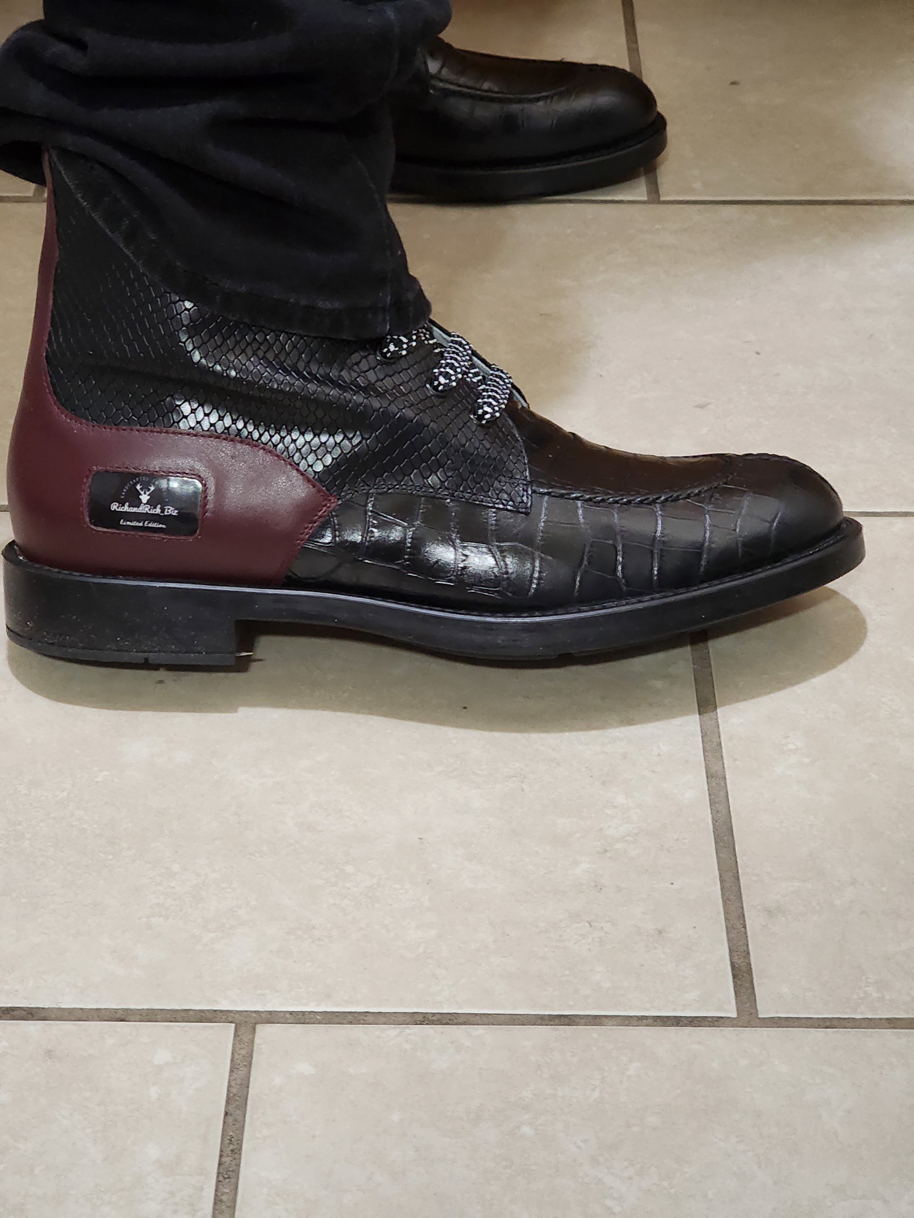 RichandRich_Biz Elegant Burgundy  Men's Biker Boot  Boot