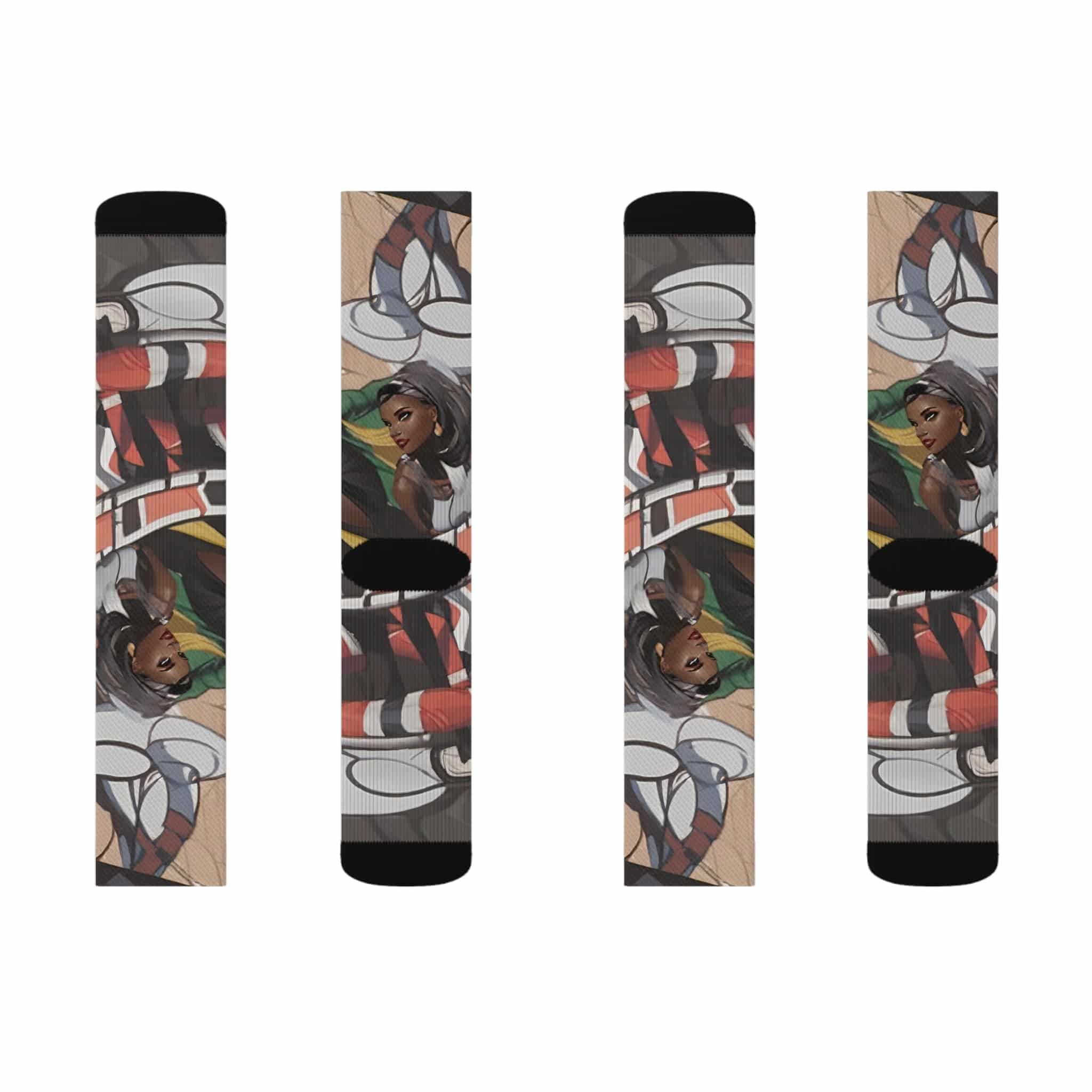 R&RH Lady Viper Socks with vibrant all over print and cushioned bottoms