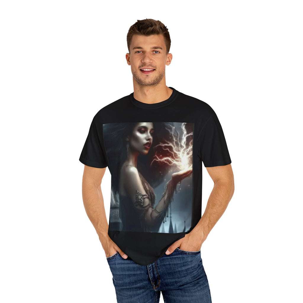 Mystical Magic unisex garment-dyed t-shirt featuring witchy fantasy art design