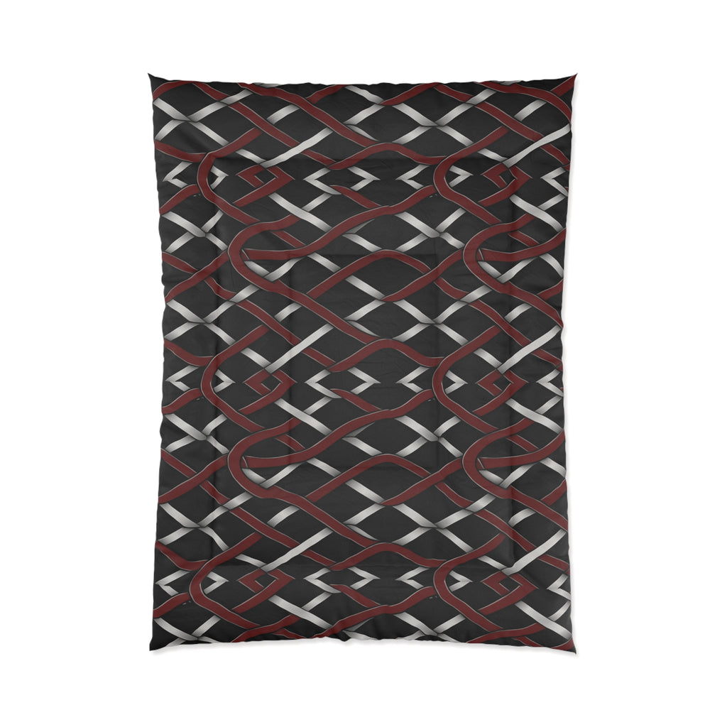 Rich and Rich Red and Gray Modern Geometric Comforter on bed in stylish bedroom