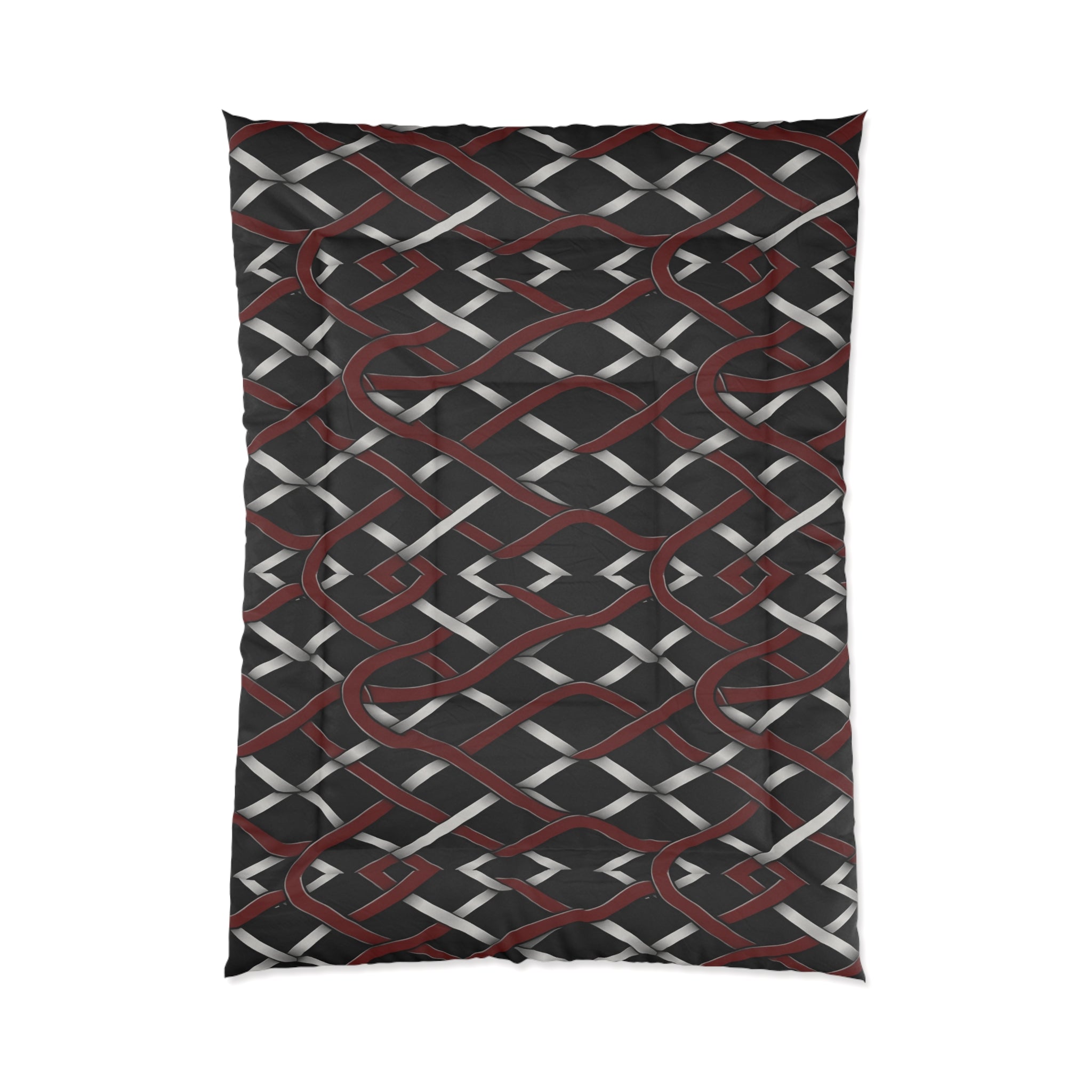 Rich and Rich Red and Gray Modern Geometric Comforter on bed in stylish bedroom