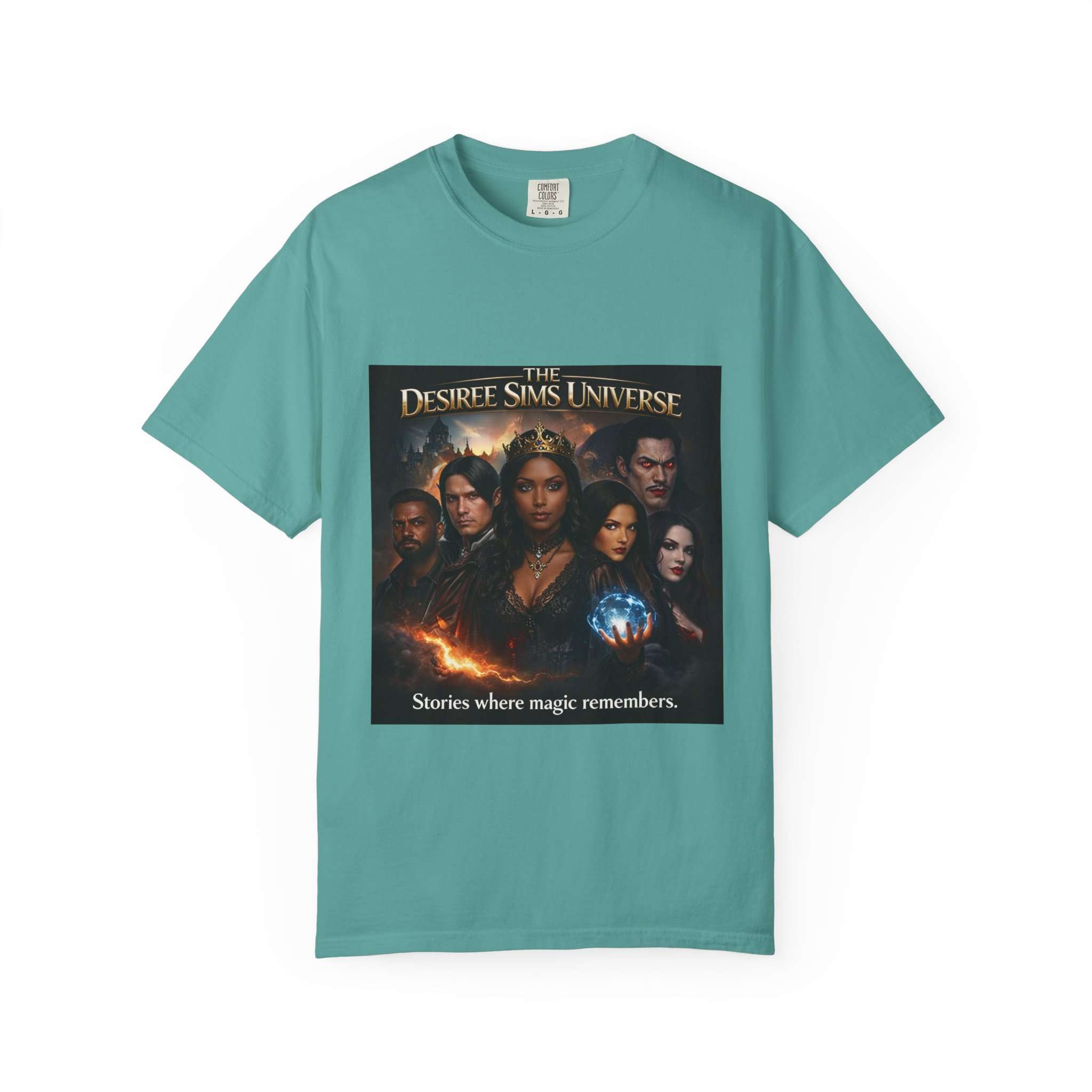 Garment-dyed heavyweight T-shirt with Desiree Sims Universe cast poster print and relaxed fit — additional view 8