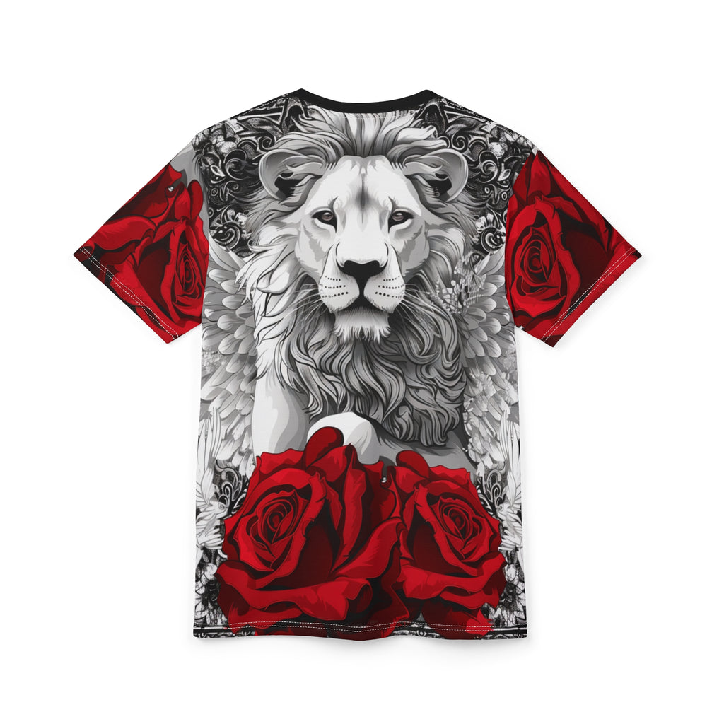 R&RH Lion and Roses Red and Black Tee - Edgy  Graphic T-Shirt