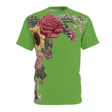 Load image into Gallery viewer, R&amp;RH Embroidered Floral Unisex Designer Womens T-shirt | Vibrant Green Top for Spring &amp; Summer
