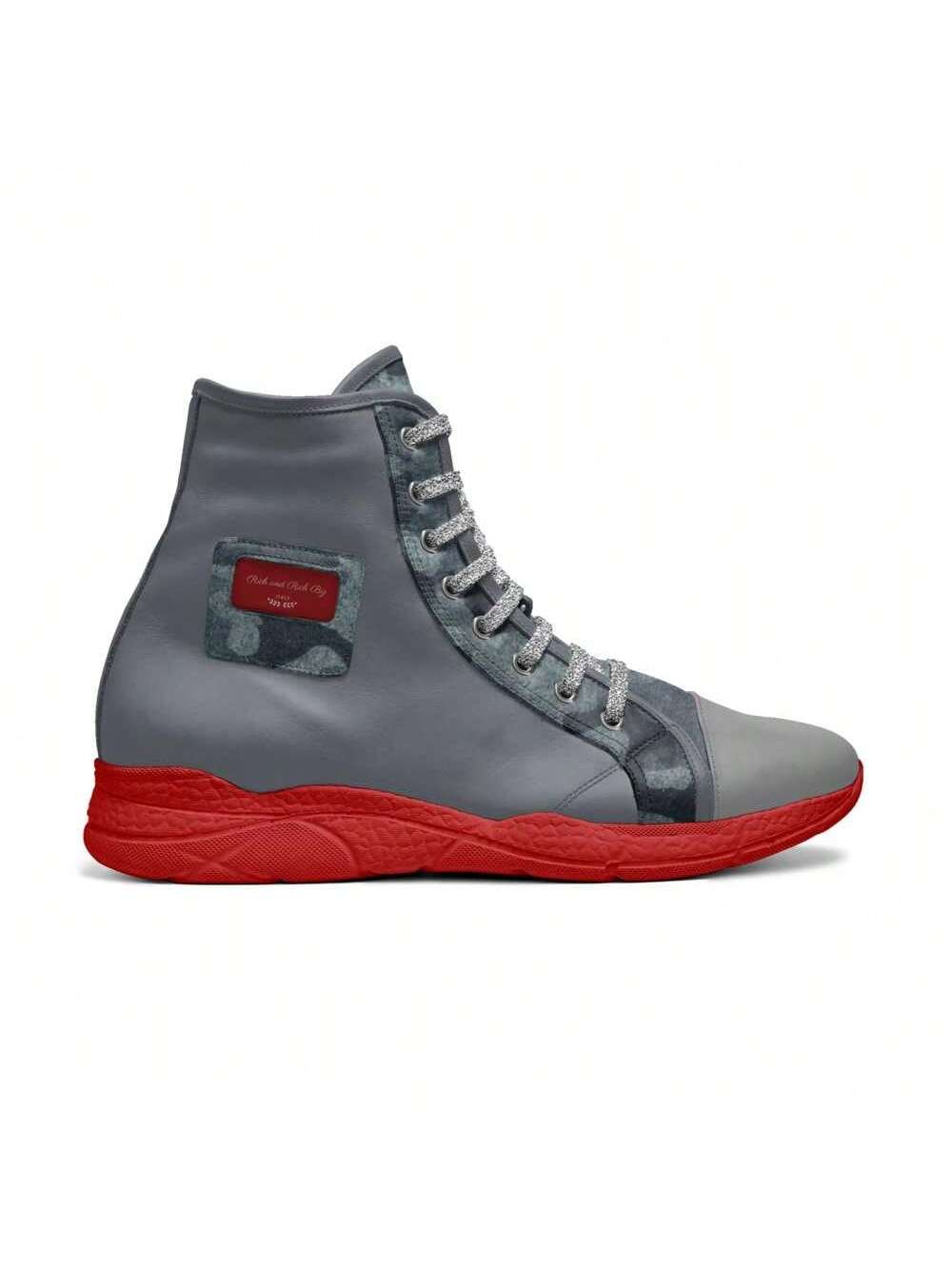 Rich and Rich Biz unisex gray high street runner sneaker handcrafted in Italian leather