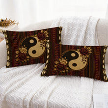 Load image into Gallery viewer, Rich and Rich Harmony Heritage Faux Linen Pillow Cases 20x12 Inch, 2-Pack | Burgundy, Ivory, Brown, and Gold Lumbar Pillow Covers
