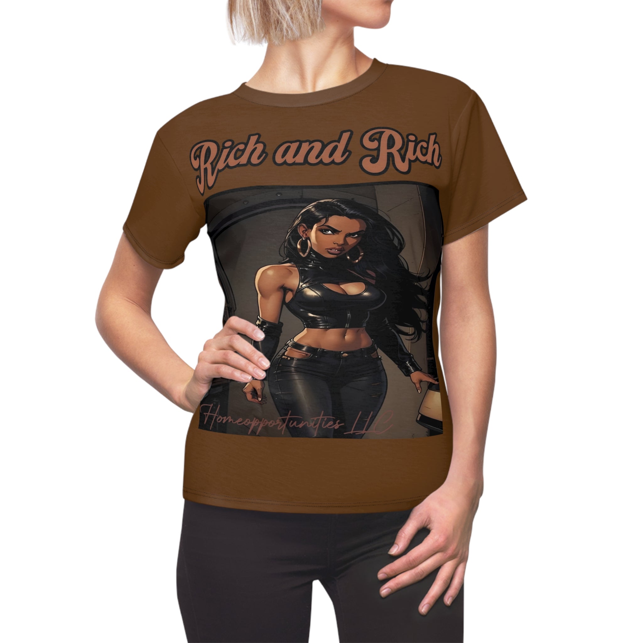 R&RH Luiiloviie Bold Women Brown Tee - "Rich and Rich" Graphic T-Shirt