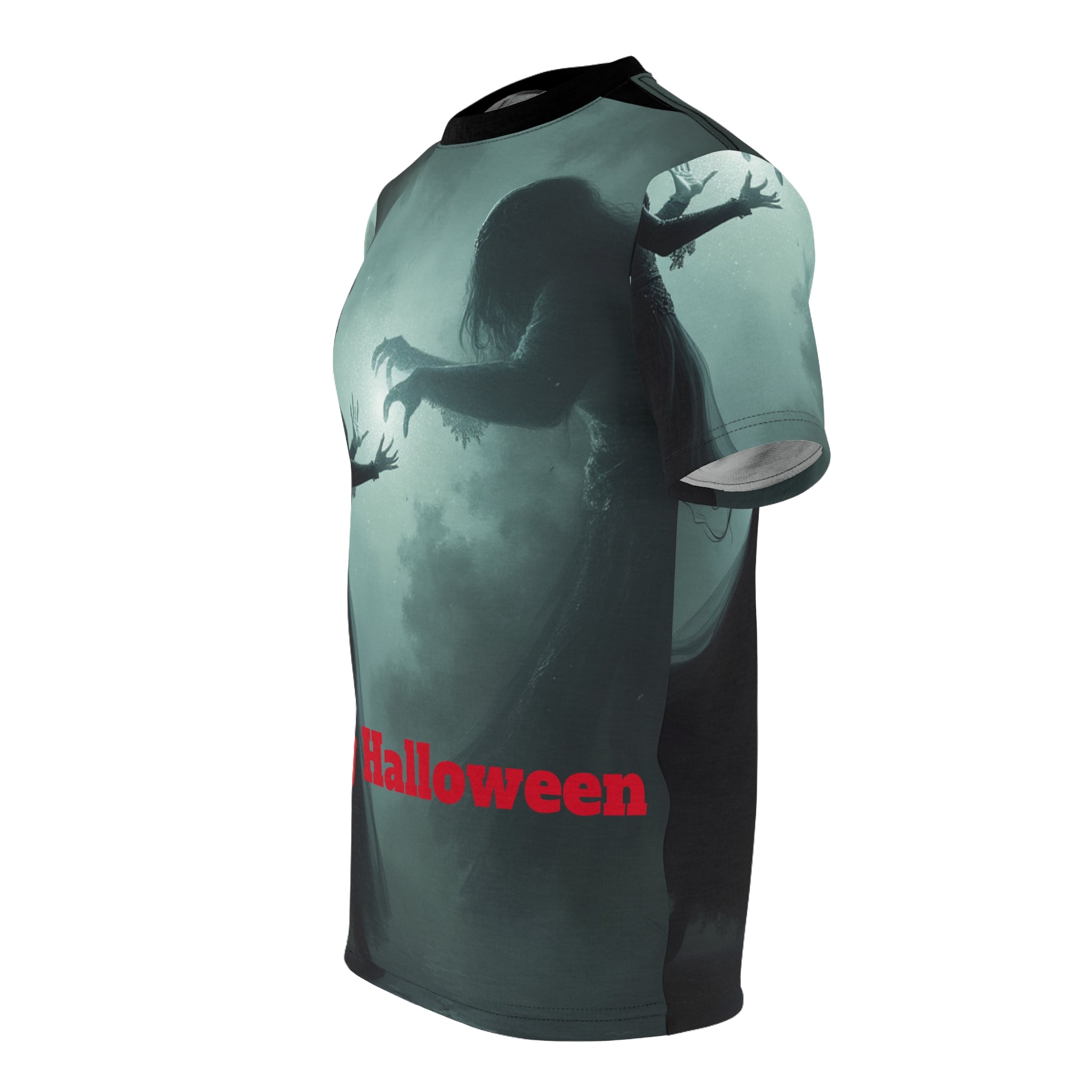 Halloween Unisex Cut & Sew Tee, Spooky Graphic T-Shirt, Fall Fashion, Halloween Costume, Unique Gift for Halloween Lovers