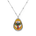 Rich and Rich Artistic Mustard Yellow Oval Necklace – Colorful Winged Guardian Pendant