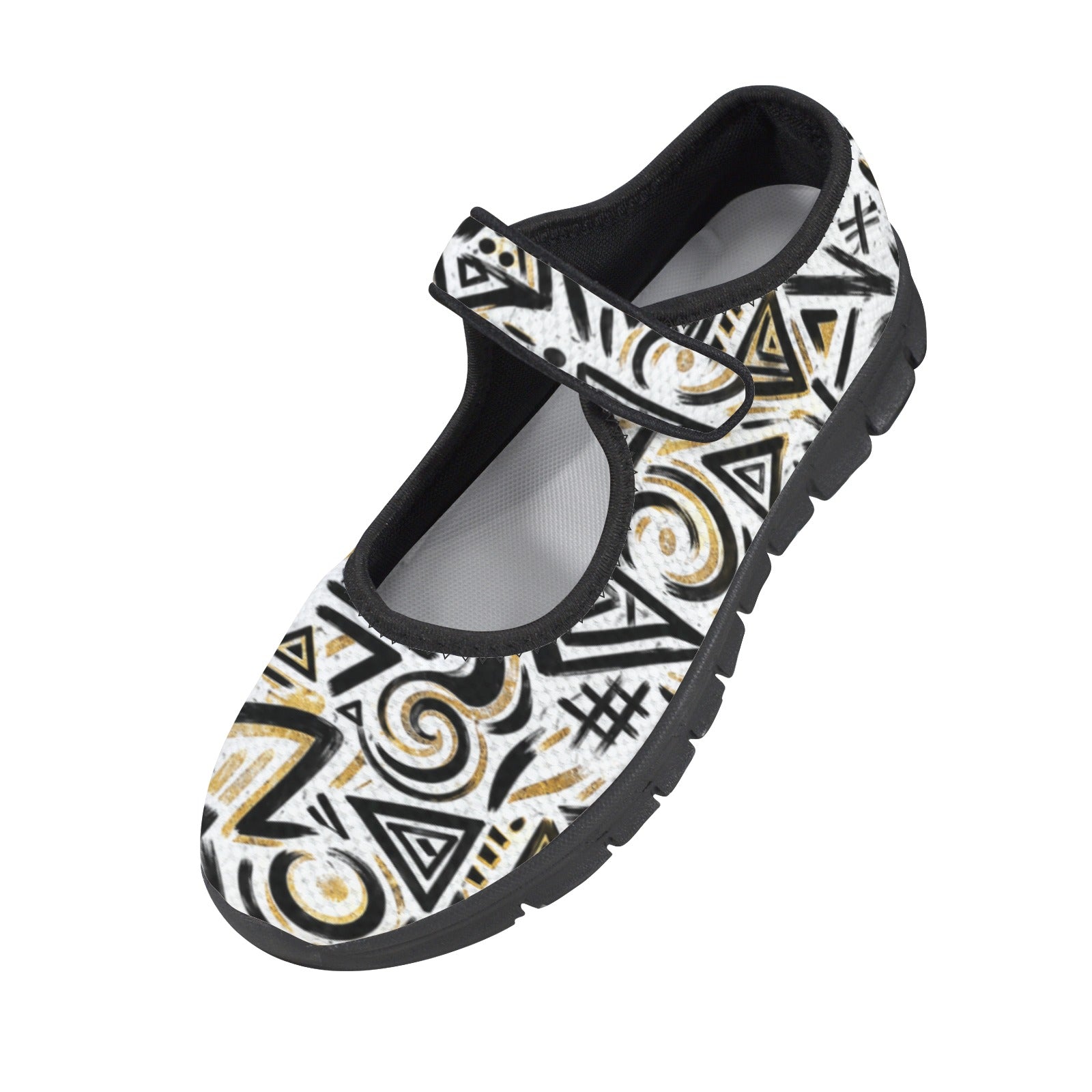 Rich and Rich Black Gold Street Art Women's Mary Jane's