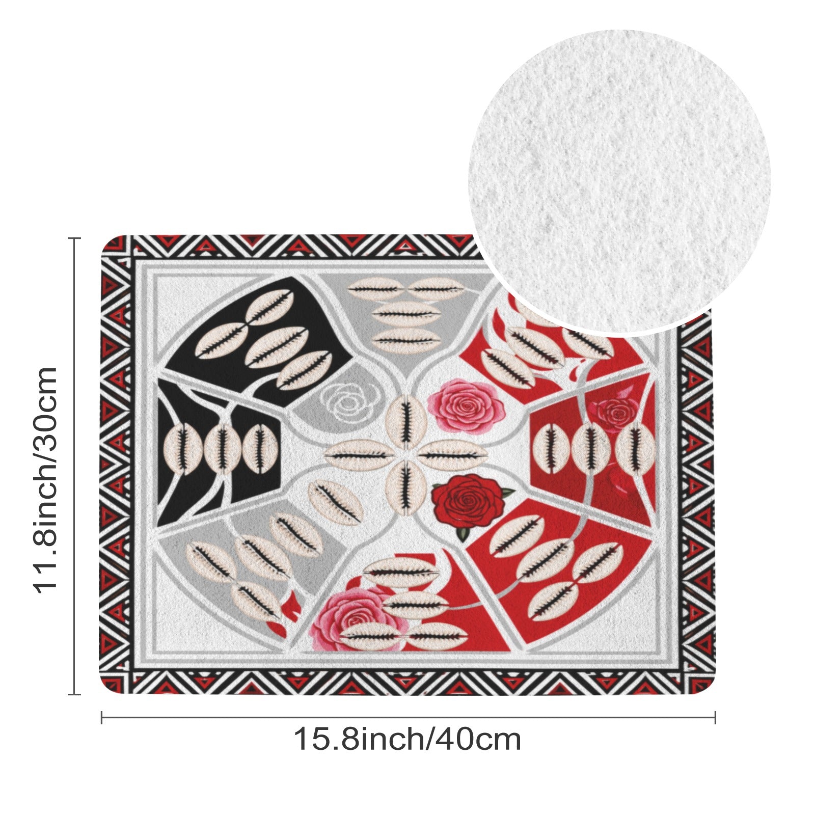 Rectangular Tribal pet feeding mat with absorbent top and non-slip rubber backing, 40 by 30 cm — product detail