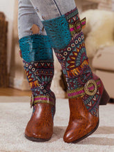Load image into Gallery viewer, Bohemian Leather Splicing Pattern High Tube Boots

