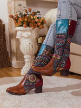 Load image into Gallery viewer, Bohemian Leather Splicing Pattern High Tube Boots
