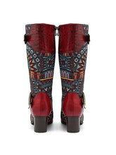 Load image into Gallery viewer, Bohemian Leather Splicing Pattern High Tube Boots
