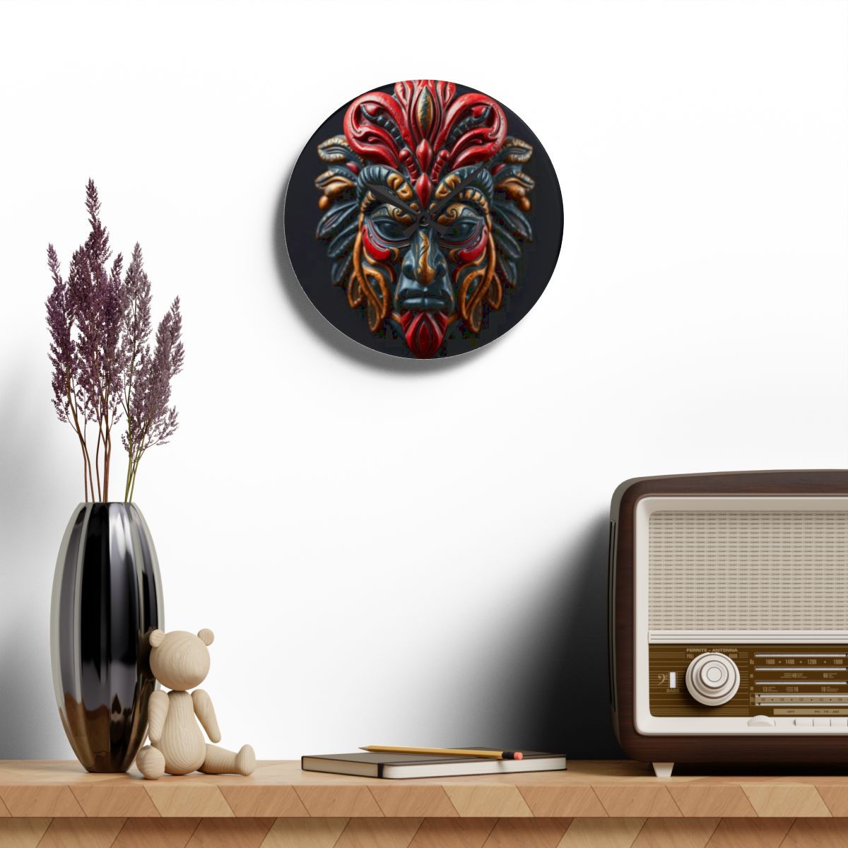 Artistic Tribal Acrylic Wall Clock - Unique Home Decor
