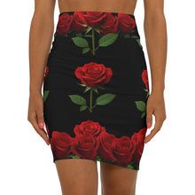 Load image into Gallery viewer, Elegant Floral Women&#39;s Pencil Skirt, Rose Print Skirt, Trendy Office Wear, Date Night Outfit, Floral AOP Skirt, Gift for Her
