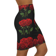 Load image into Gallery viewer, Elegant Floral Women&#39;s Pencil Skirt, Rose Print Skirt, Trendy Office Wear, Date Night Outfit, Floral AOP Skirt, Gift for Her
