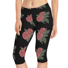 Load image into Gallery viewer, Floral Rose Women&#39;s Capri Leggings, Stylish Workout Pants, Casual Wear, Spring Fashion, Gift for Her, Feminine Activewear

