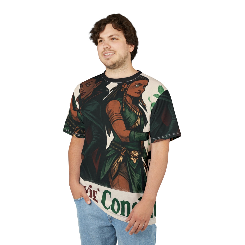 Fantasy themed unisex graphic t-shirt featuring vibrant cosplay-inspired artwork
