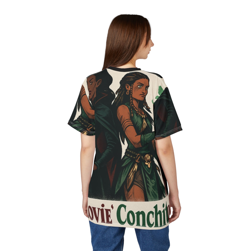 Fantasy themed unisex graphic t-shirt featuring vibrant cosplay-inspired artwork
