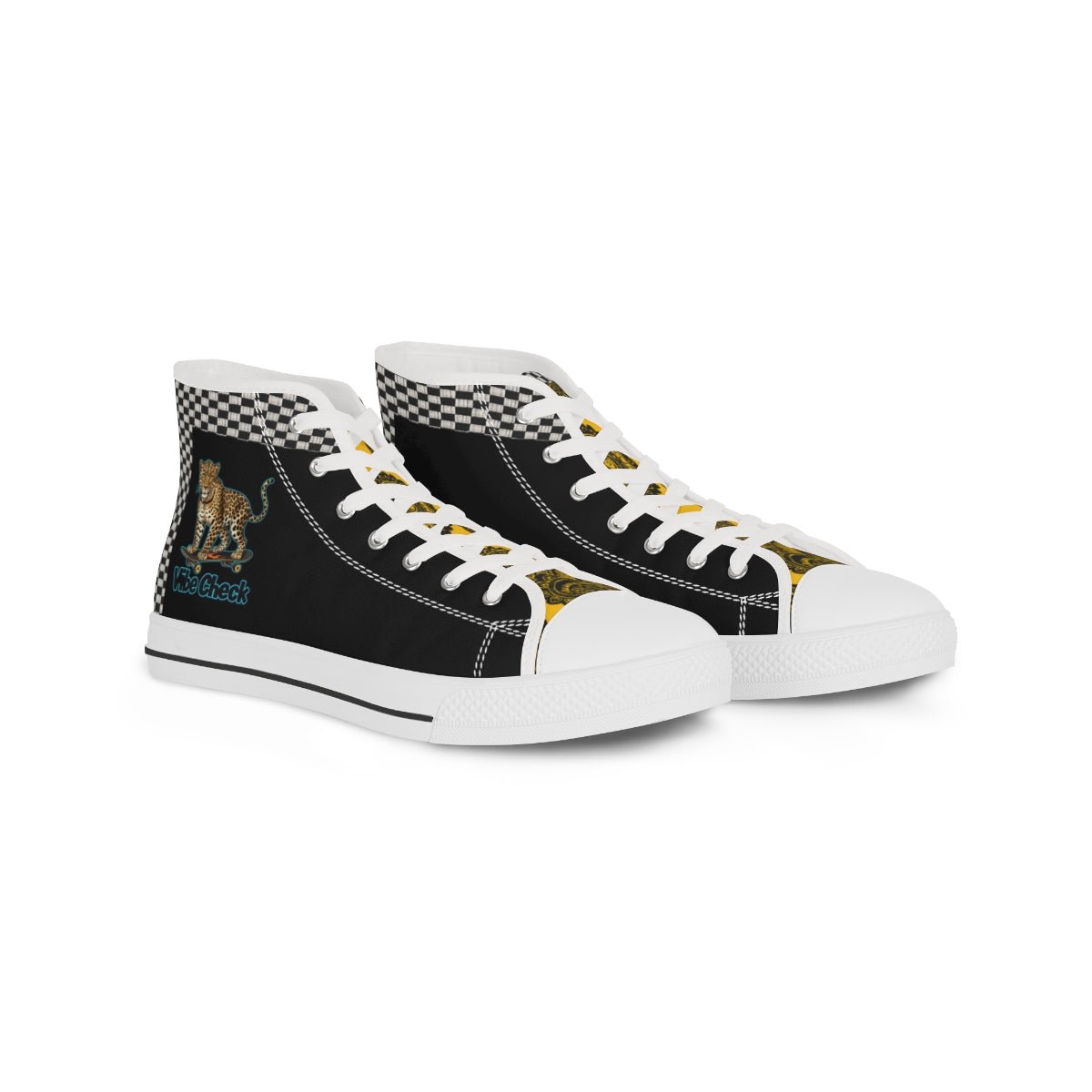 Men's high-top sneaker with caricature wraparound print and pleather toe — additional view 10