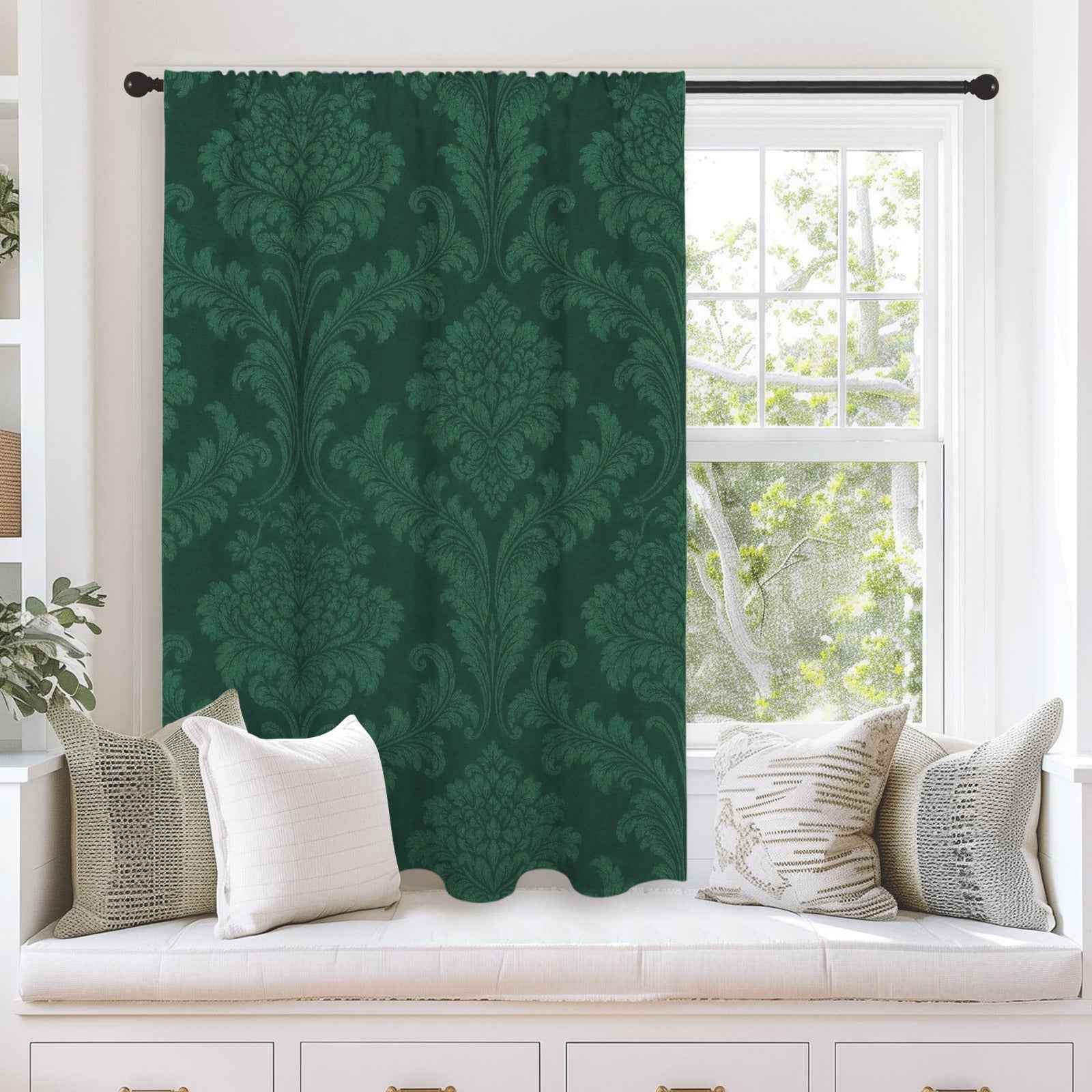 Rich and Rich Sovereign’s Kaleidoscope Green Velvet Window Curtain 28"(W) x 40"(H) - Rich and Rich Homeopportunities