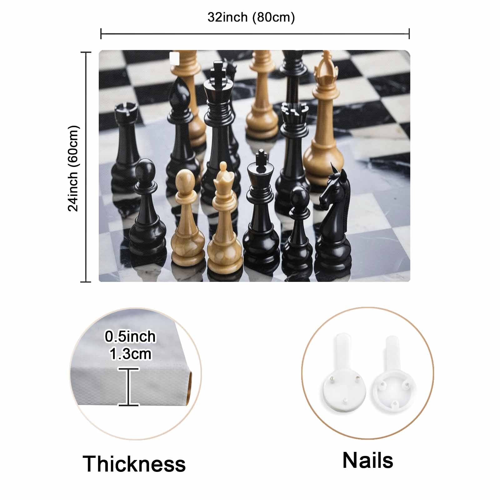 Rich and Rich Chess 32x24 premium canvas wall art featuring chess design