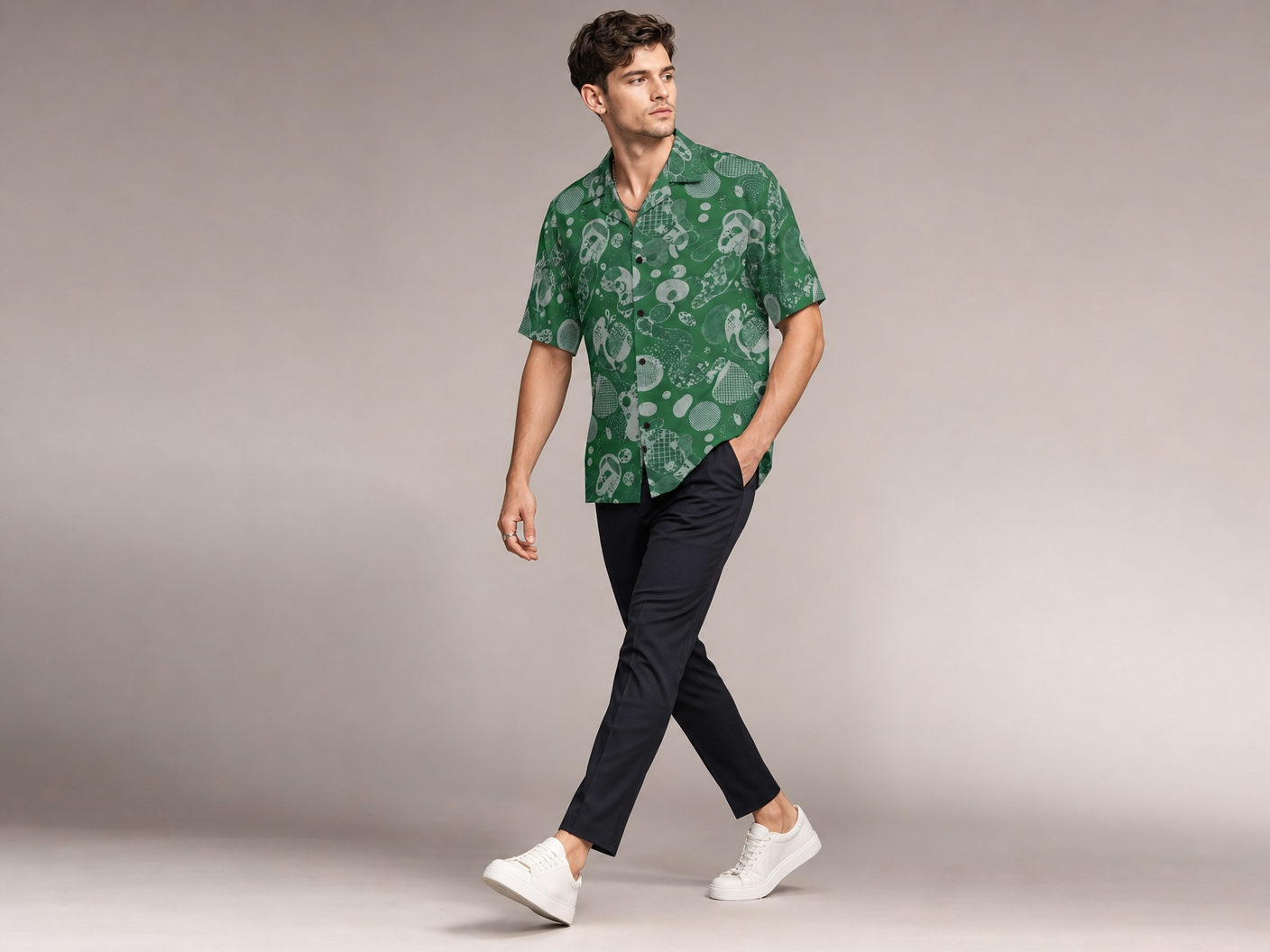 Rich and Rich Men's Green Fusion Designer Shirt