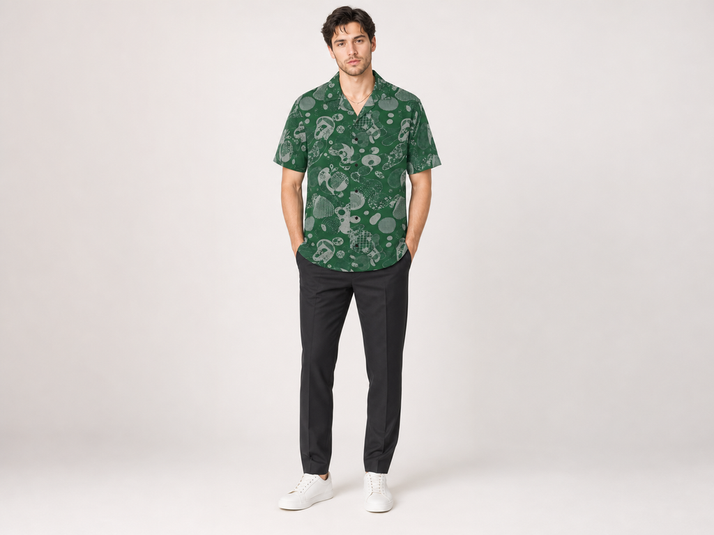 Rich and Rich Men's Green Fusion Designer Shirt