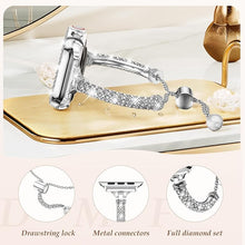 Load image into Gallery viewer, Bling Band Bracelet for Women | Compatible with Apple Watch Series 9/8/7/6/5/4/3/2/1 | Stainless Steel Dressy Metal Strap
