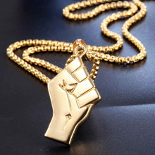 Load image into Gallery viewer, Mens Gold Fist Pendant Necklace in Titanium Steel with Gold Finish
