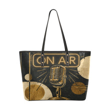 Load image into Gallery viewer, Rich and Rich Microphone Vibes Women's PU Leather Beige Tote Bag Chic Leather Tote Bag (Model 1709) - Rich and Rich Homeopportunities
