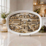 Rich and Rich Black and Gold Roman Villa Plate Melamine Decorative Plate