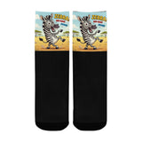 a Critter Kicks Zebra Zest Black Caricature Unisex Socks