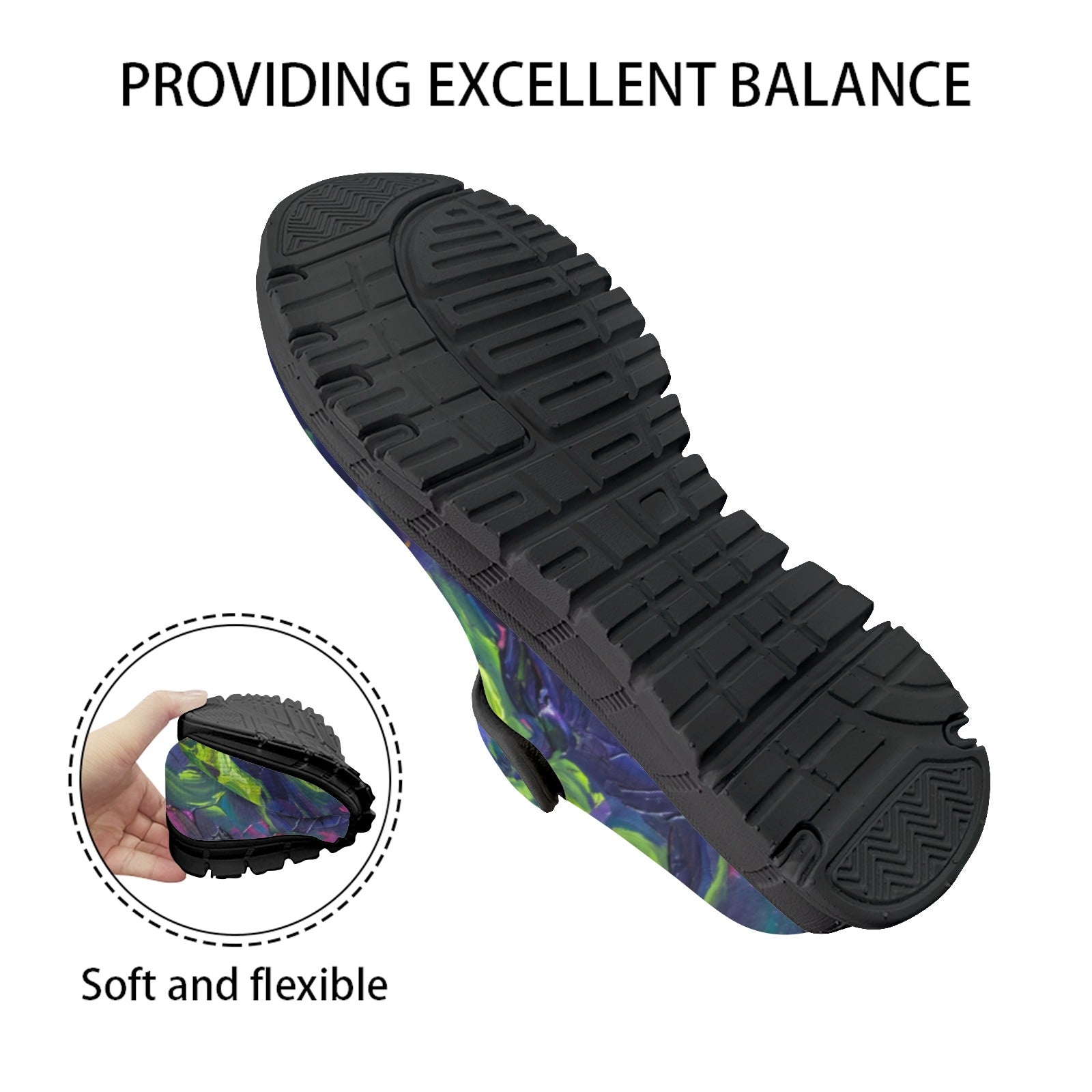 Women’s key lime abstract Mary Jane shoes with mesh upper and Velcro strap and EVA sole — alternate view
