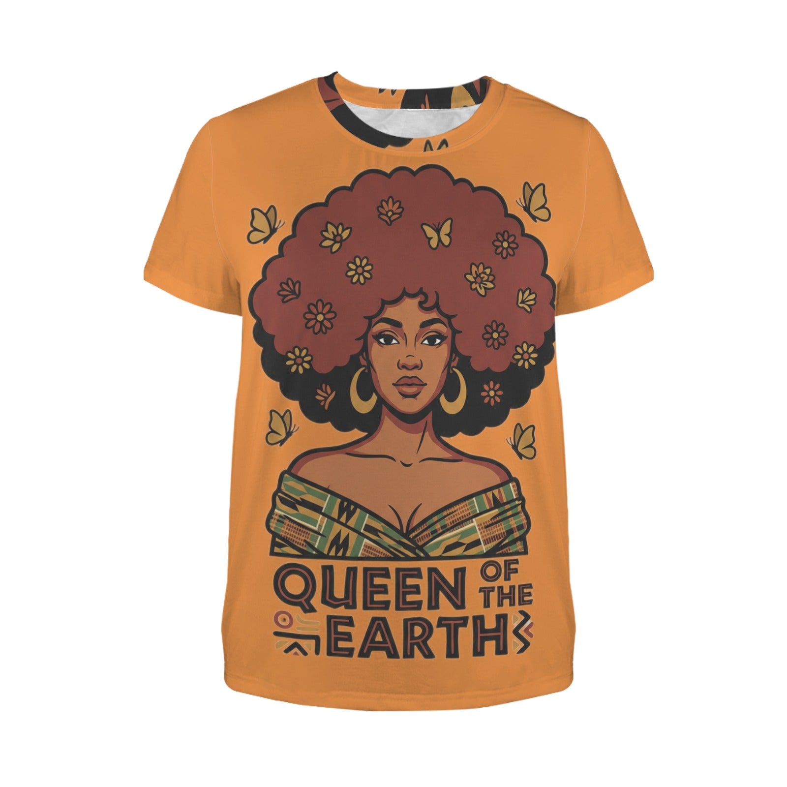 Rich and Rich Queen Of The Earth Women’s Orange Multicolor T-Shirt | Soft Polyester Spandex Graphic Tee